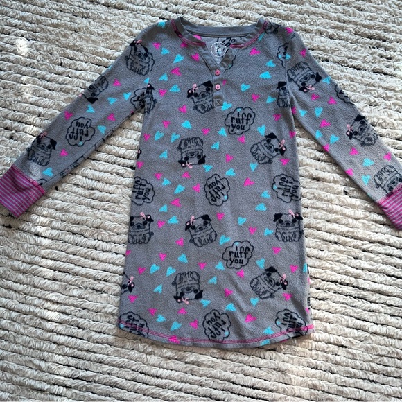 SO girl fleece ruff pajama nightgown size 7/8 in grey - Picture 1 of 6
